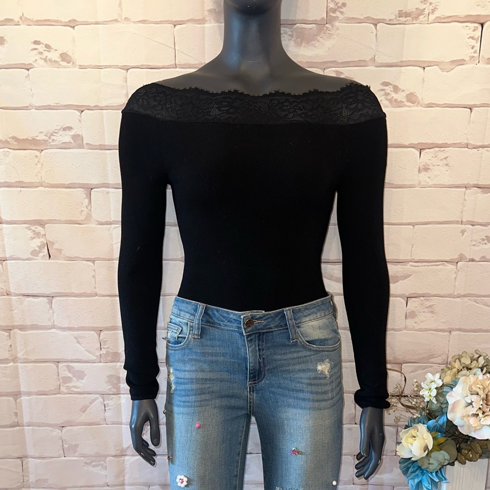 Black Lace Off-Shoulder Top